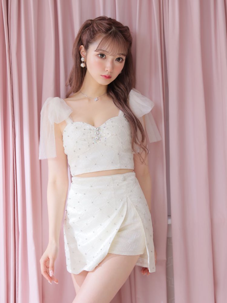 ROBE de FLEURS ノースリーブミニワンピース ホワイト