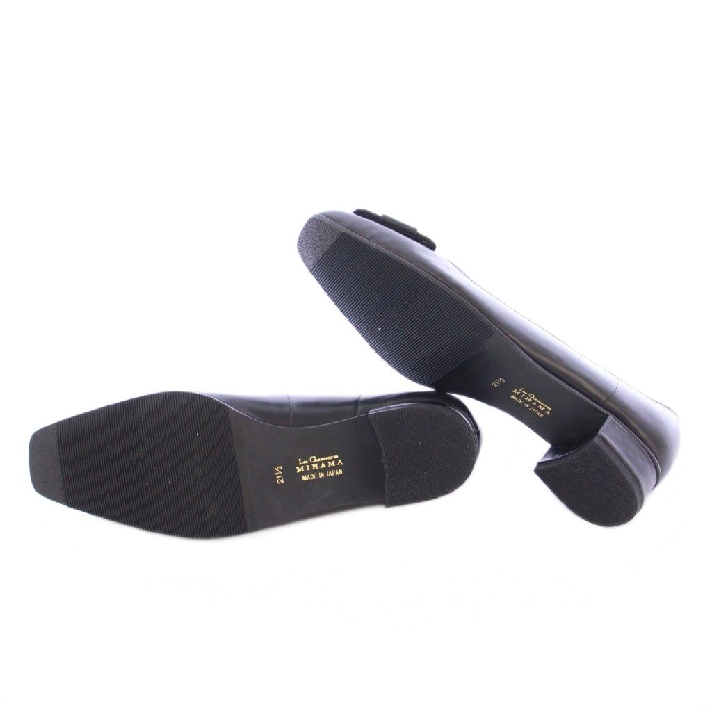 ☆美品☆【ミハマ】パンプス (22) 撥水レザー スクエアトゥ　太ヒール　黒 ☆美品☆【ミハマ】パンプス (22) 撥水レザー スクエアトゥ 太