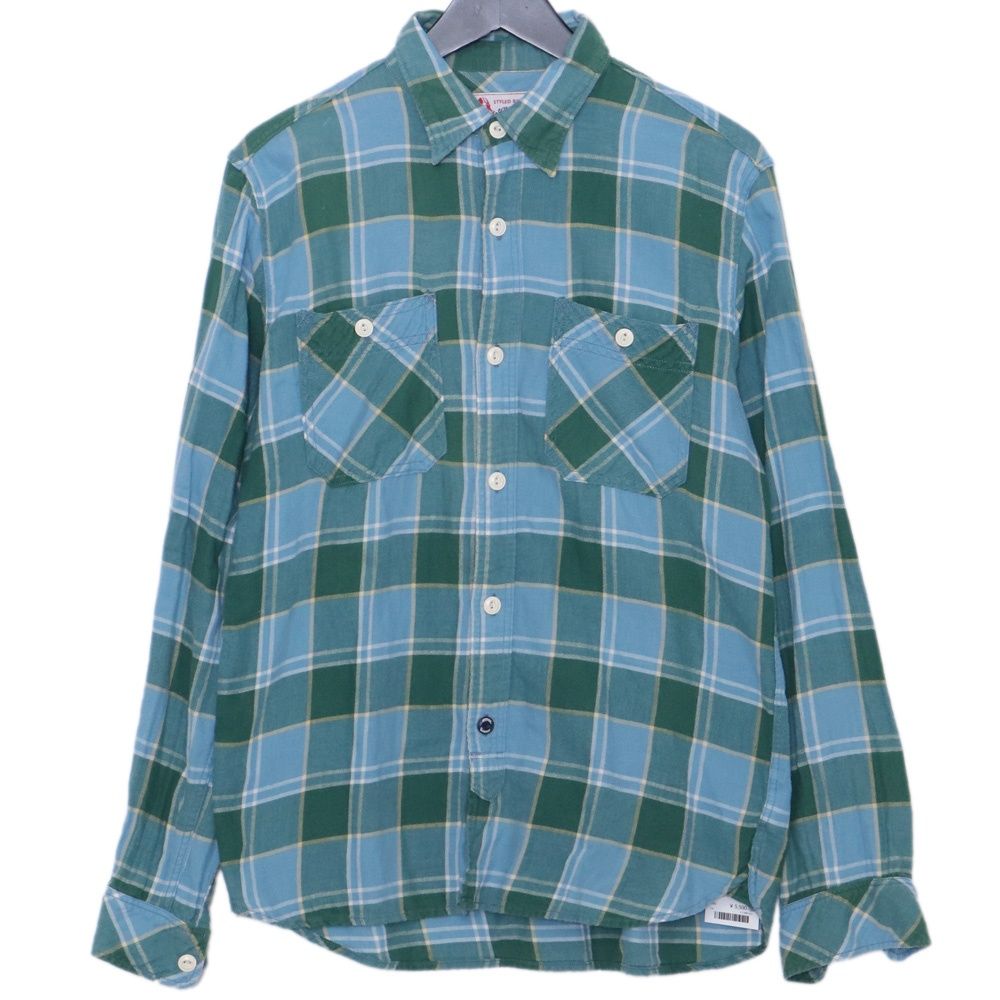 HYSTERIC GLAMOUR チェック柄ワーク長袖シャツ Lサイズ ブルー 