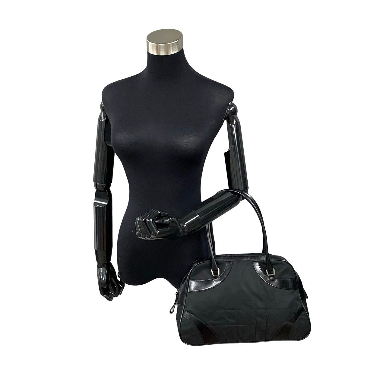 極 美品 希少品 PRADA プラダ 三角ロゴ 金具 ナイロン カーフ