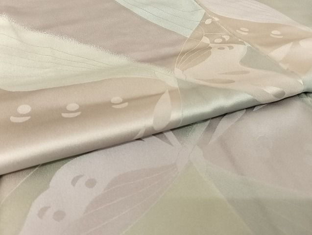 平和屋着物○染色作家 斉藤三才 小紋 舞蝶地紋 丹後ちりめん 反端付き