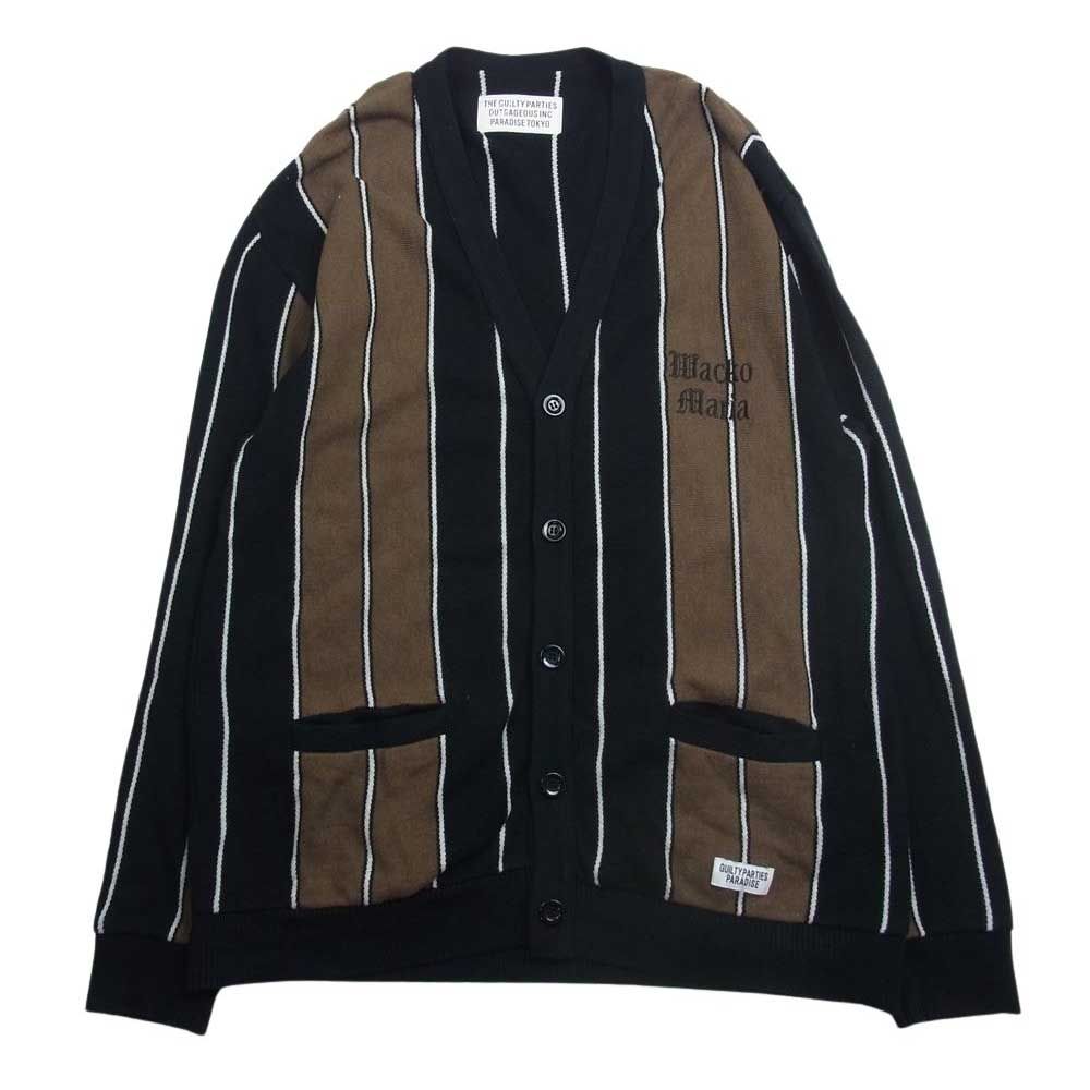 売れ筋 23ss WACKO MARIA ストライプ ニット カーディガン M ブラウン