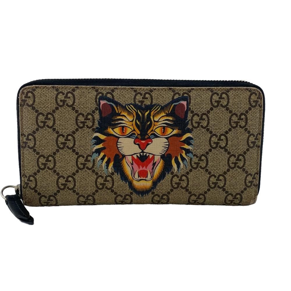 【美品】 GUCCI グッチ 長財布 GG スプリーム ダークブラウン PVC GUCCI/グッチ GGスプリーム PVC 長財布 ブラウン ユニセックス
