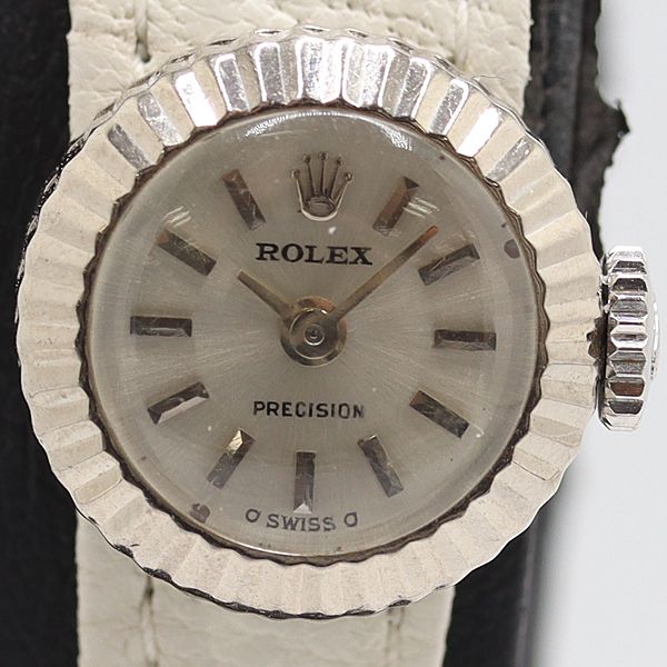 級 稼働 ロレックス カメレオン 18K WG 8.5g 2911528 手巻 シルバー文字盤 レディース腕時計 0033110 10KHT ABC16754 SMZ