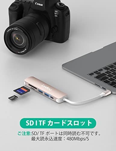 ローズゴールド USB C ハブ 6-in-1 Lvdou USB ハブ Type-C 85W PD充電 4K HDMI USB3.0 Micro SDSDカードリーダー USB-C 交換アダプタ MacBook Pro、MacBook Air 、iPad P