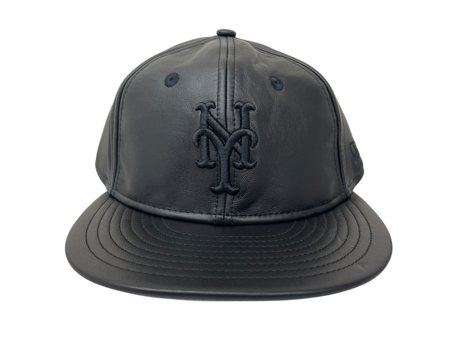 NEWERA ニューエラ レザーキャップ GENUINE LEATHER CAP 本革 MLB ニューヨークメッツ 60585326 F ブラック メンズ|049