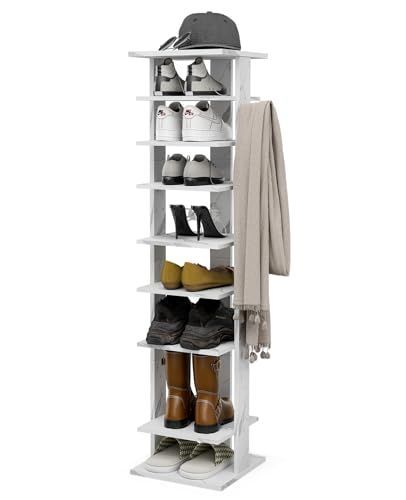 ホワイト Frylr シューズラック 省スペース 大理石柄 木製 120*30*30cm