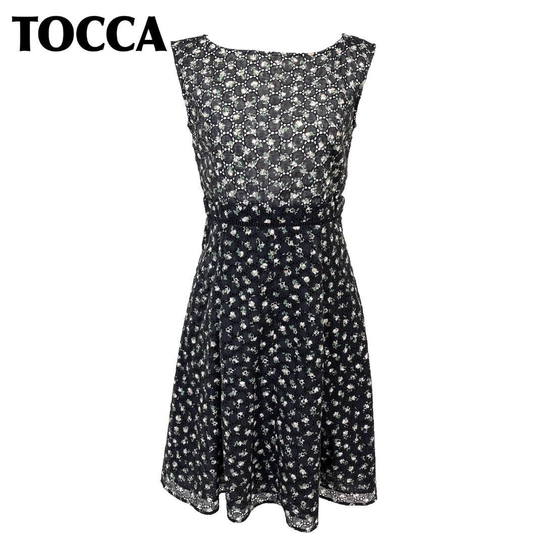 TOCCA ノースリーブワンピース 4 ブラック 小花柄 花柄