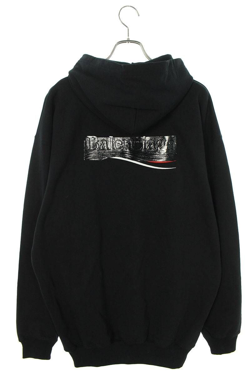 バレンシアガ パーカー 100周年記念キャンペーンロゴ 紺 S バレンシアガ キャンペーンロゴ パーカー バレンシアガ パーカー 100