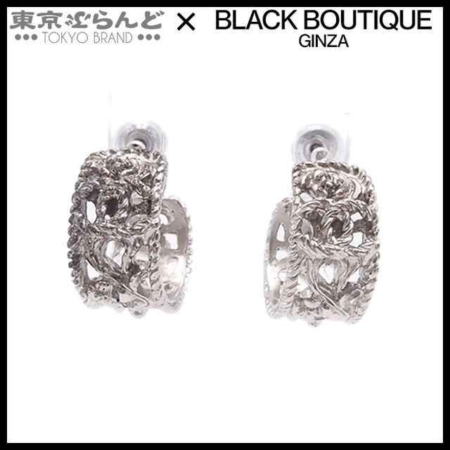 シャネル CHANEL カメリア ココマーク フープピアス B14A シルバー メタル レディース 101786711