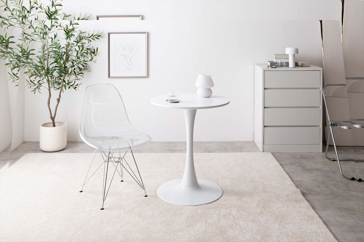 2点セット】Tina 幅60cm カフェテーブル+イームズクリアチェア カフェ
