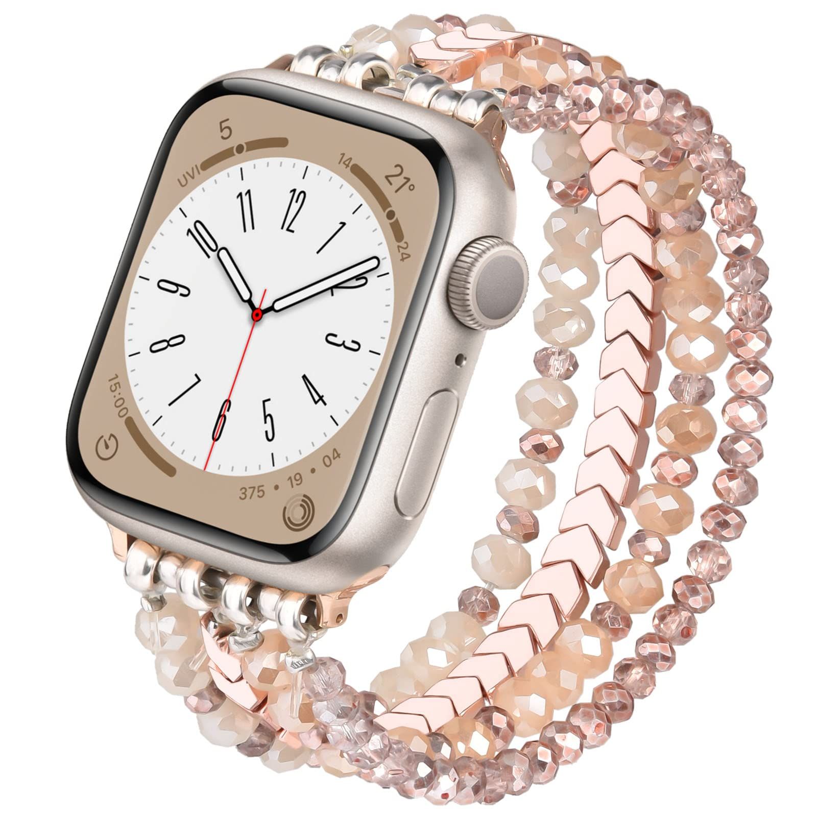 人気，高品質 MOFREE ビーズブレスレット Apple Watchバンド 40mm/38mm/41mm/42mm(Series 10) 9/8/7/SE/6/5/4 [ローズゴールド] [38mm/40mm/41mm/42mm(series 10)-(6 バンド・ベルト