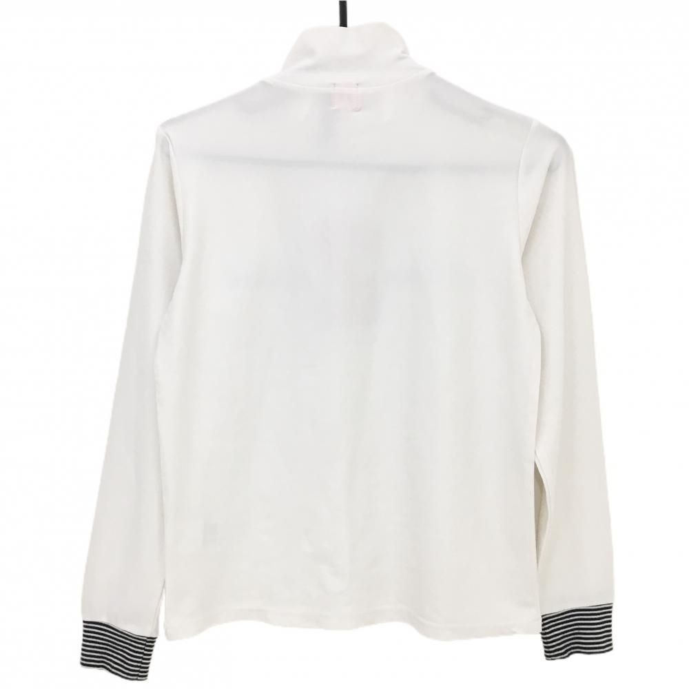 美品】アルチビオ 長袖ハイネックシャツ 白×レッド 袖口ボーダー