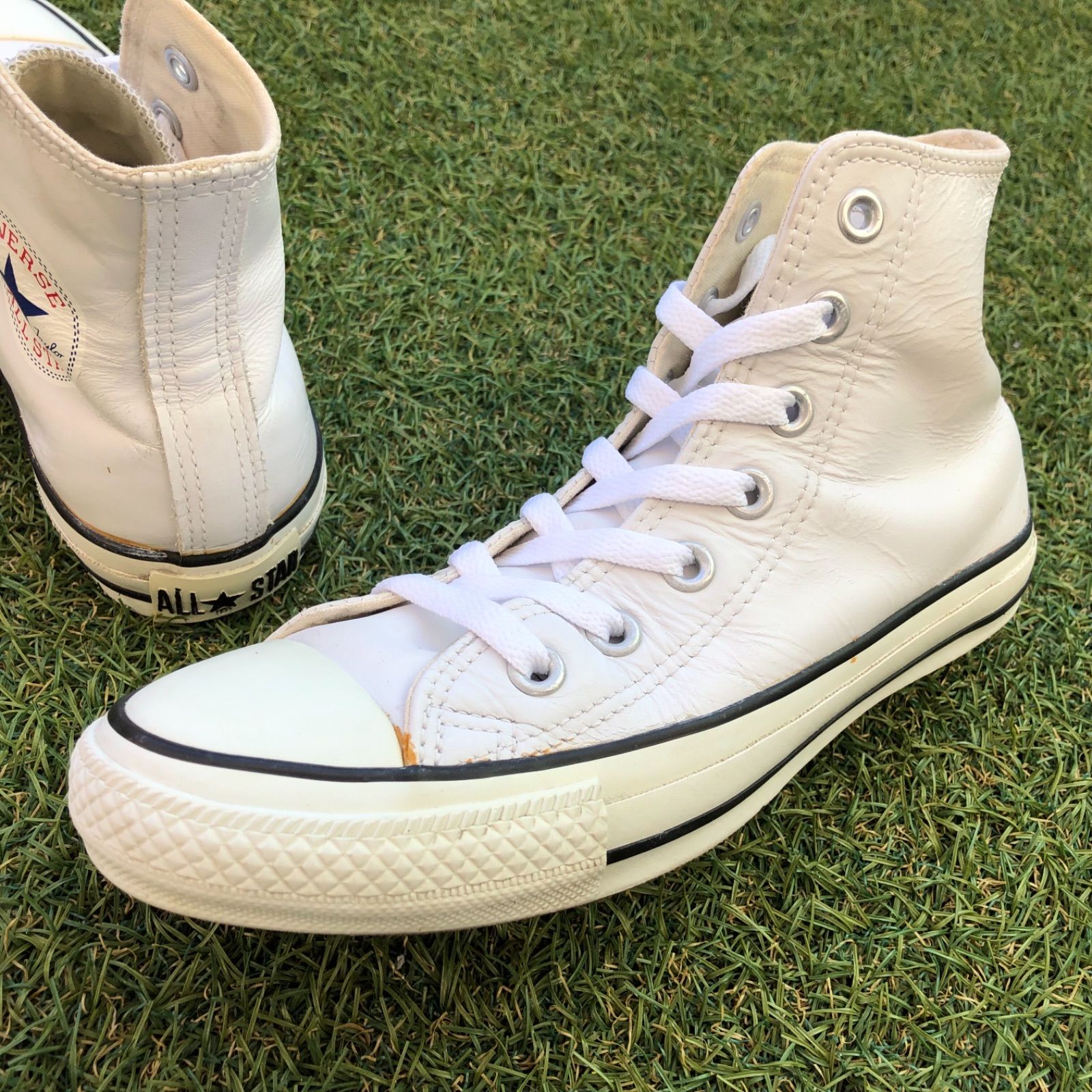 美品23.5 converse コンバース レザー オールスターHI E233