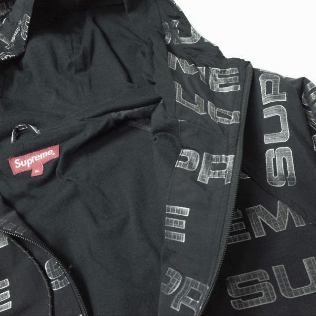 SUPREME シュプリーム 21AW Logo Ripstop Hooded Track Jacket ロゴリップストップ  フーデッドトラックジャケット XL BLACK シェル ジップアップ ブルゾン アウター s18367