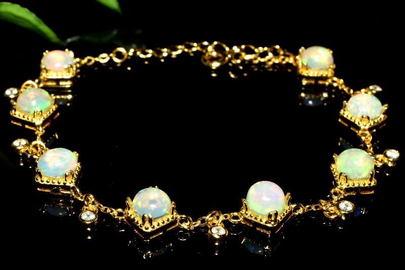 １点物 AAAA エチオピア産 シルバー925 プレシャスオパール 6mm アジャスター付き長さ調整 ブレスレット パワーストーン 天然石 _MA9561