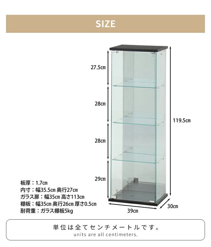 扉付き 背面ミラー付き