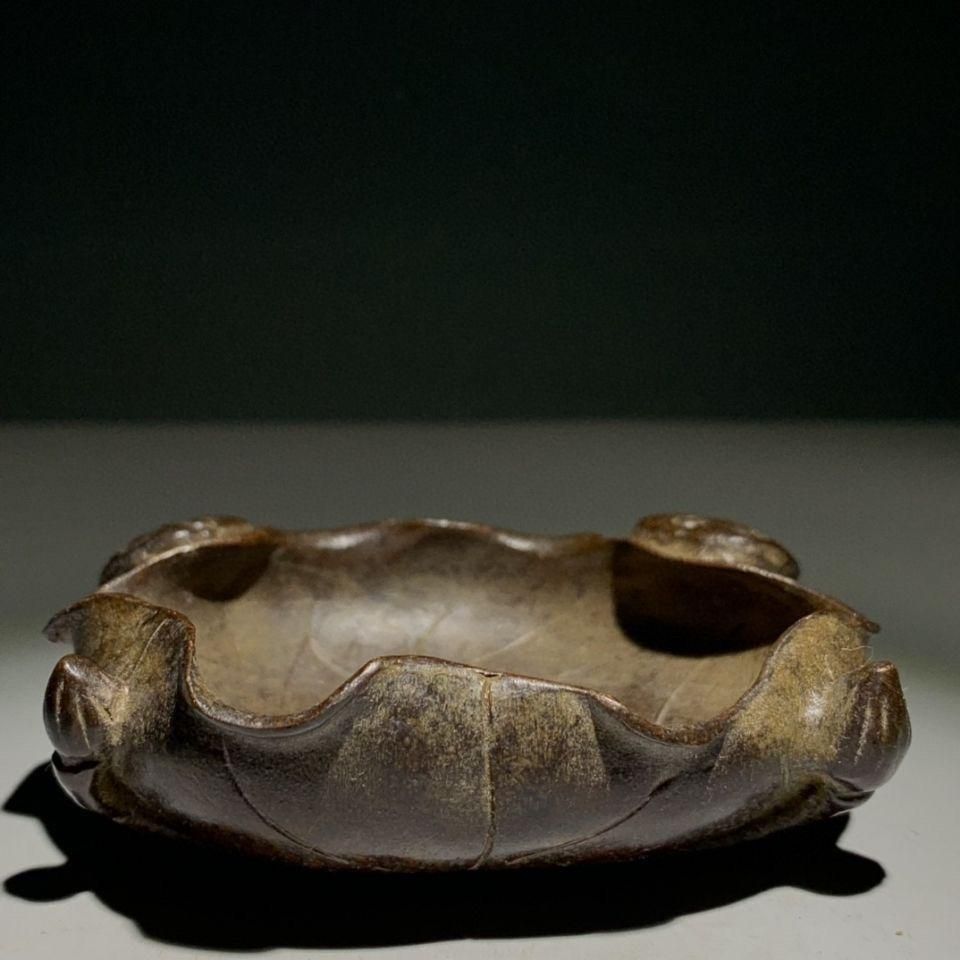 銅器 重工 彫刻 寿桃硯 筆洗 灰皿 文房置物·案頭 工芸品 美術品 銅 細工 蓮華筆洗 灰皿 文房四宝 書道具 装飾品 工芸品 置物