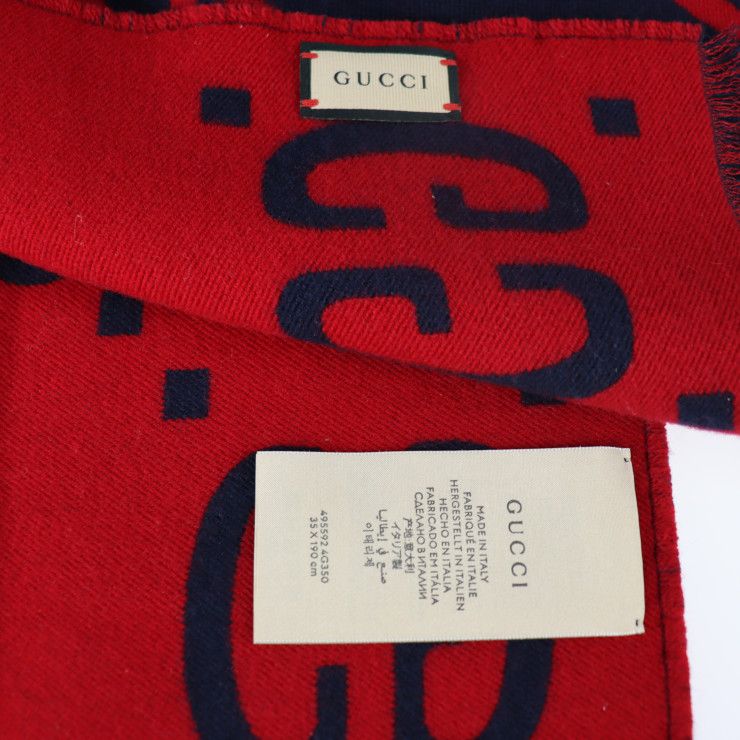 GUCCI グッチ マフラー 495592 GGジャガード ウール91% シルク9