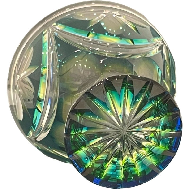 二色被せガラス 蒼黄緑