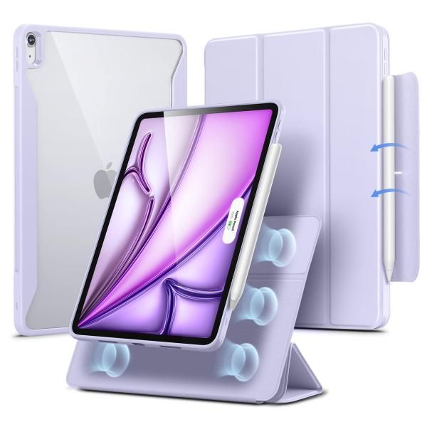 ESR iPad Air 13インチ ケース M2 Pencilホルダー付き バイオレット