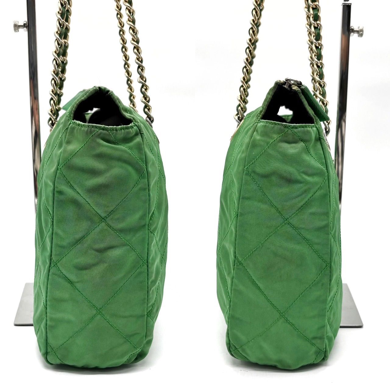良品！✨】 PRADA プラダ キルティング チェーン トートバッグ 緑