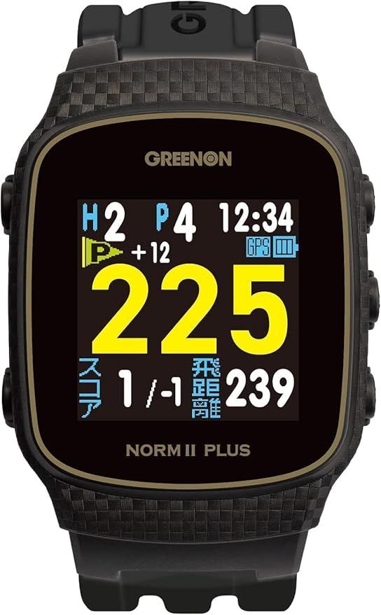 GreenOn グリーンオン ザ ゴルフウォッチ ノルムⅡ プラス みちびきL１S対応 カラー液晶 THE GOLF WATCH NORM Ⅱ Plus|ノルム GN301 グリーンアンジュレーション表示 旧モデル NORM II PLUS ブラック