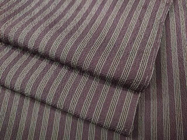 平和屋着物▽本塩沢 単衣 藍媚茶色 大丸織物謹製 証紙付き