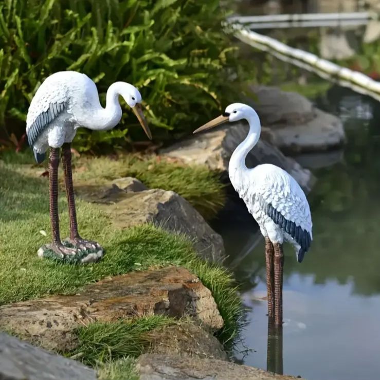 置物 ガーデン オーナメント おしゃれ オブジェ 白い鳥 ガーデンニング 鶴 庭 屋外 デコレーション モニュメント 2種類 モダン 屋内 プレゼント 小屋 デザイナーズ