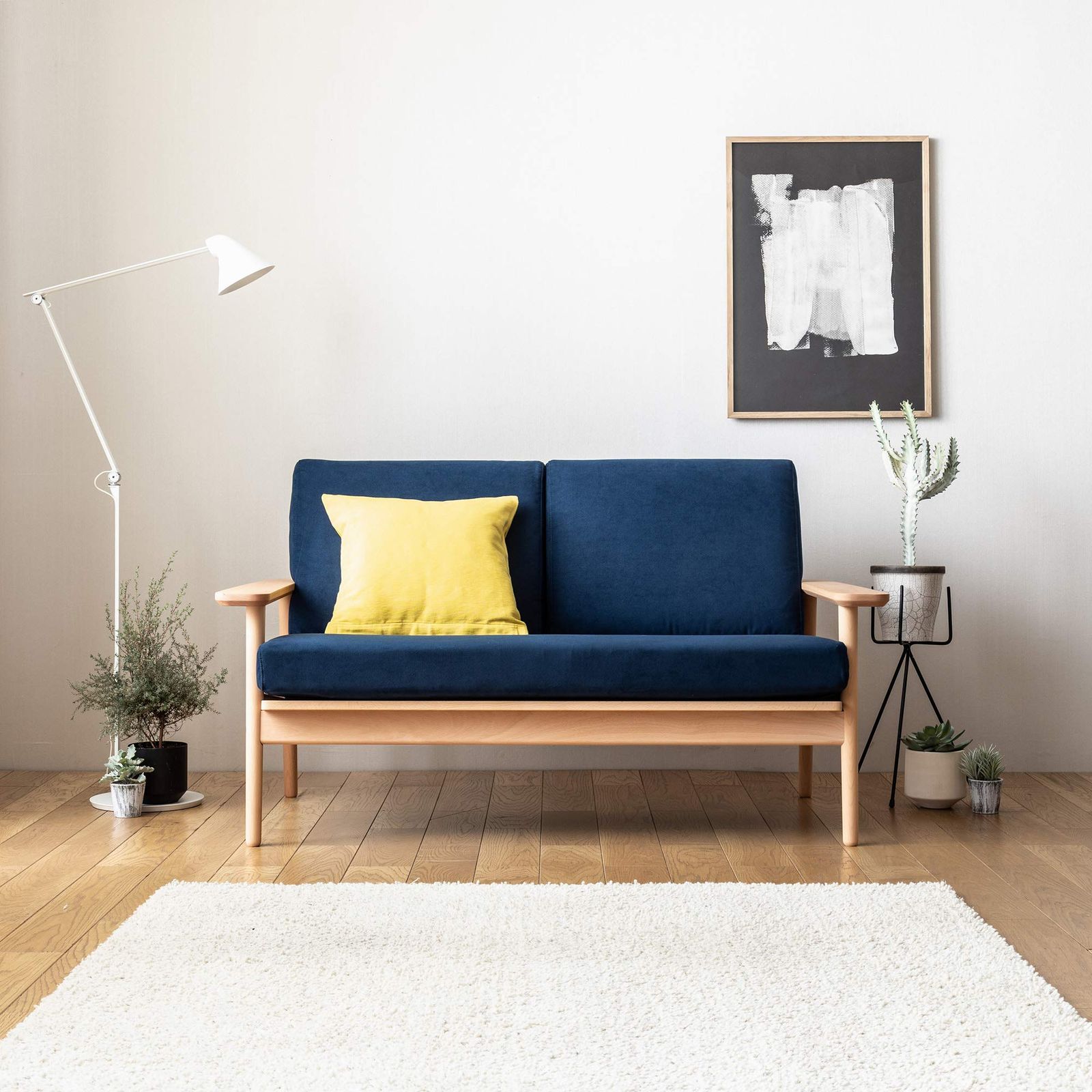 カリモク正規品 ソファー 2人掛 ネイビー9449 幅138cm スエード調人工皮革<ラムース> karimoku WD43026449 奥行80ｃｍ 高さ78ｃｍ 座高42ｃｍ