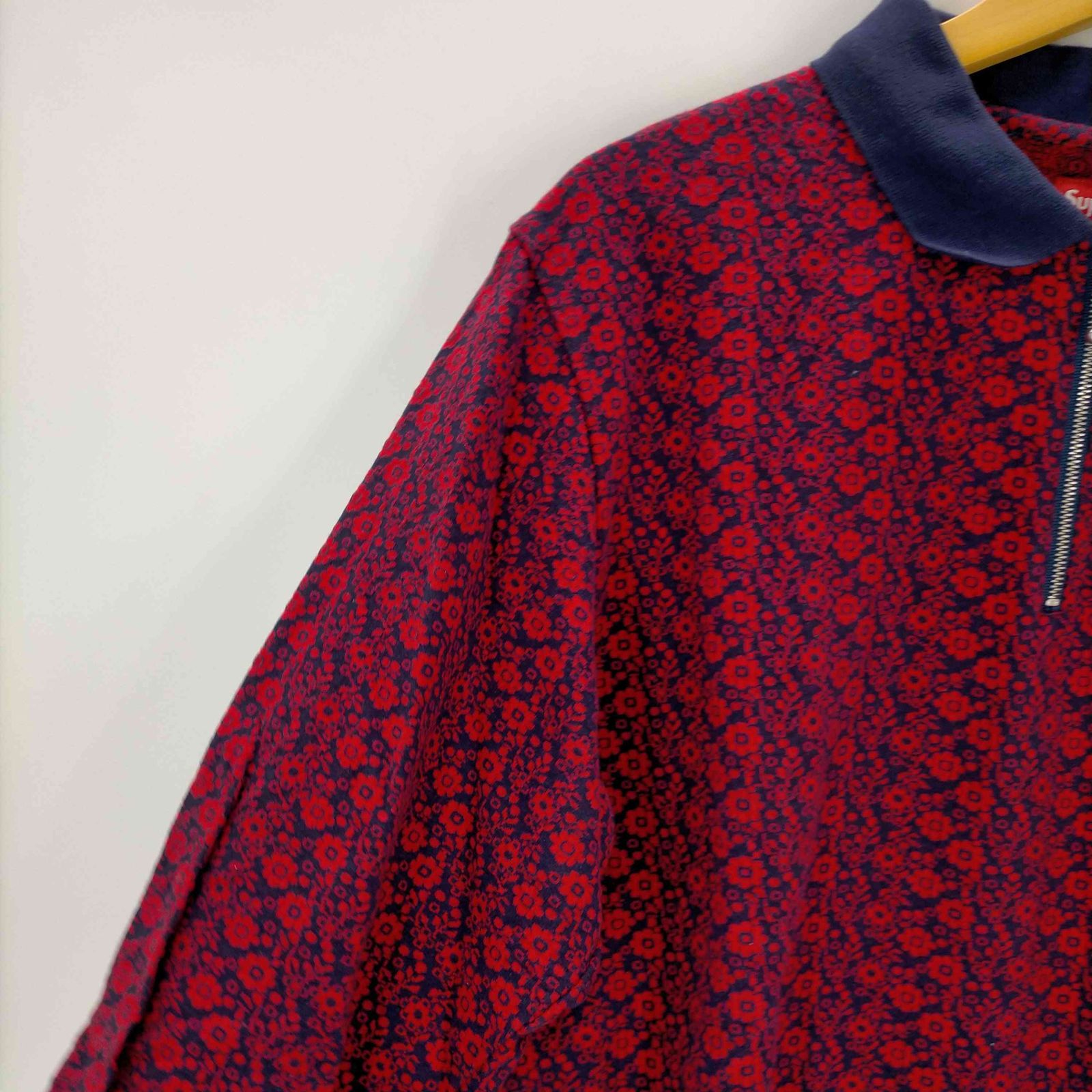 supreme floral jacquard zip polo XL 極美品 Supreme Floral Jacquard Zip L S Polo (FW18) - $110