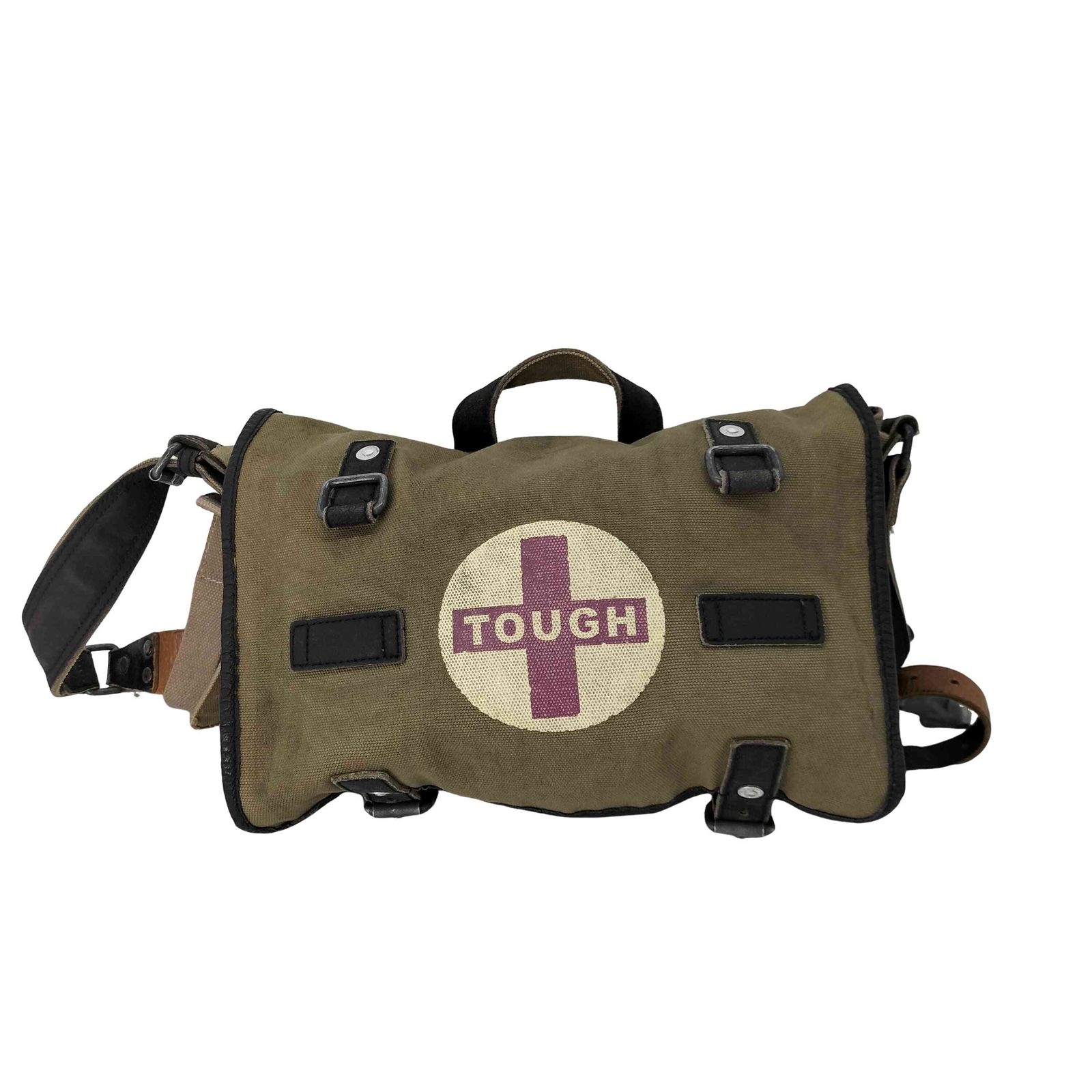 タフジーンズスミス TOUGH Jeansmith キャンバス×レザー コンビ ミリタリー ショルダーバッグ メンズ ONE SIZE