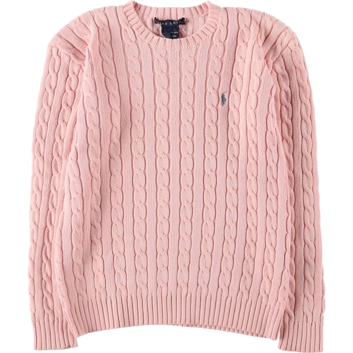 古着 ラルフローレン Ralph Lauren ケーブル編み コットンニットセーター レディースXS相当|eaa583146