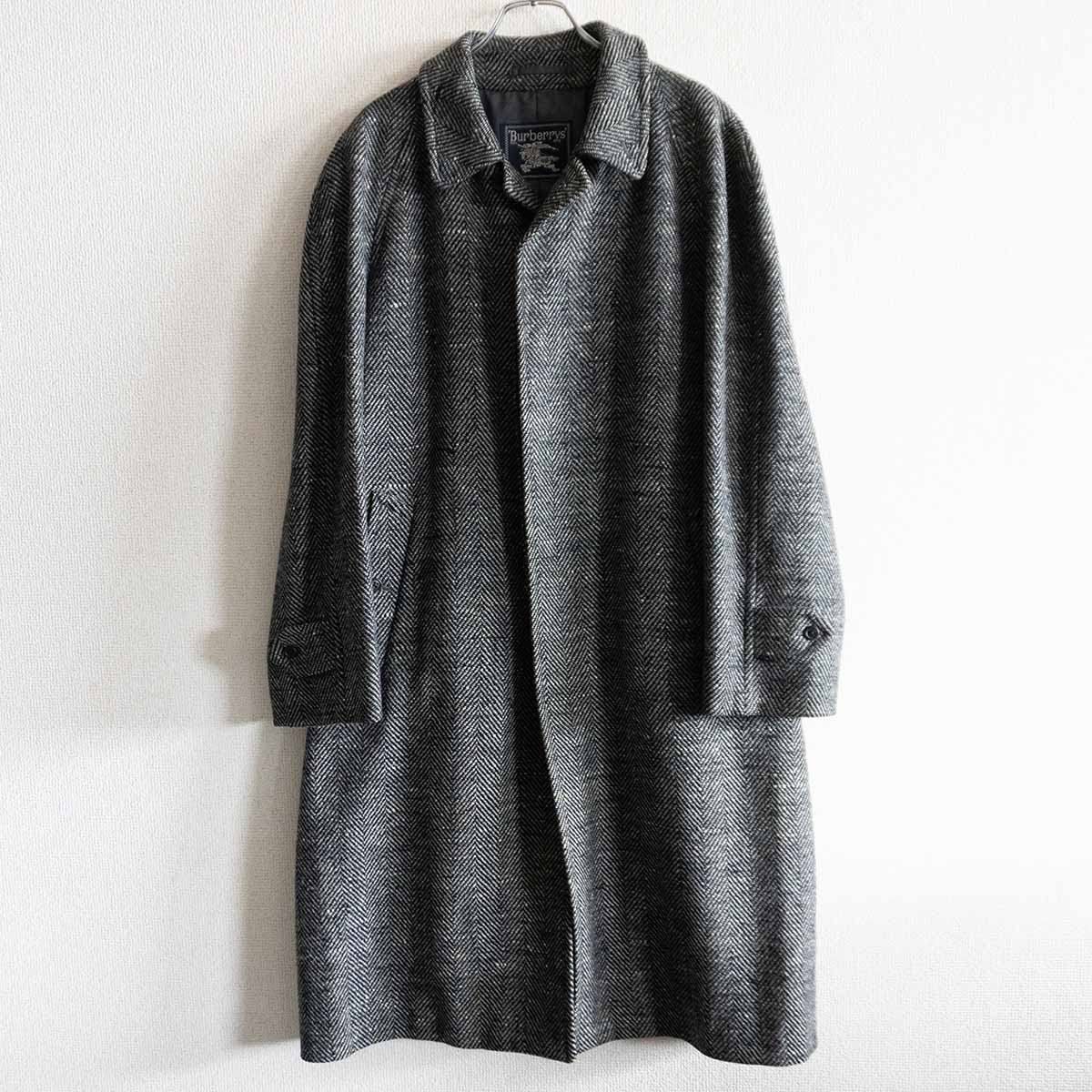 雰囲気抜群】 BURBERRYS 【ツイード ステンカラーコート】ウール