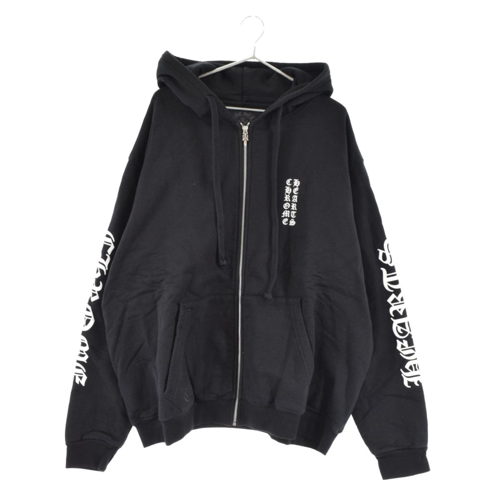 CHROME HEARTS クロムハーツ THRML HD ZIP/裏地サーマルジップ CHプラスプリントダガージップアップパーカー L ブラック50センチ袖丈