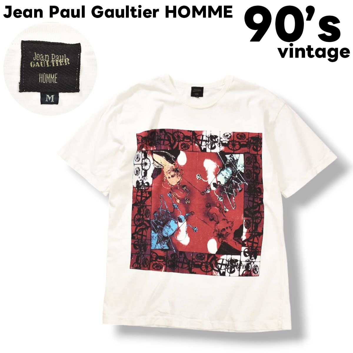 ✨美品✨ Jean Paul GAULTIER ジャンポールゴルチエ半袖T XL 90s Jean Paul GAULTIER Logo Print S/S Tee エンジ L ジャン