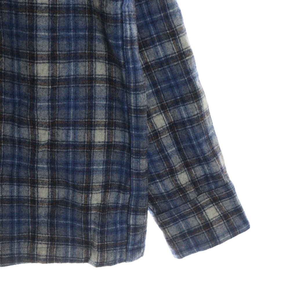 70s ペンドルトン開襟シャツ/ウールチェックボードシャツ/ブルー 60s PENDLETON ウール チェック 開襟シャツ ボードシャツ