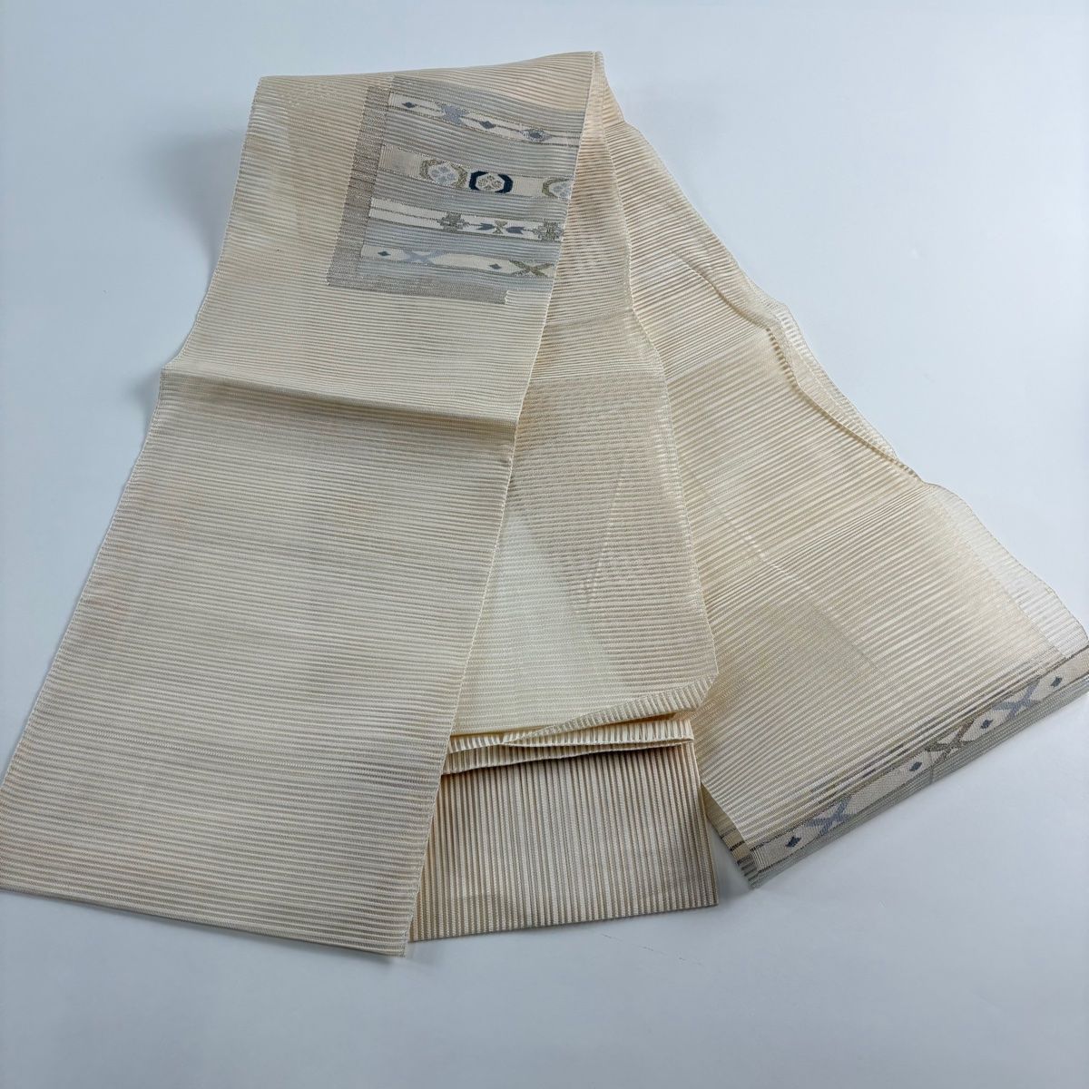 5-211 名古屋帯 八寸 美品 正絹 着物 松葉仕立て 8-211 夏帯 夏物