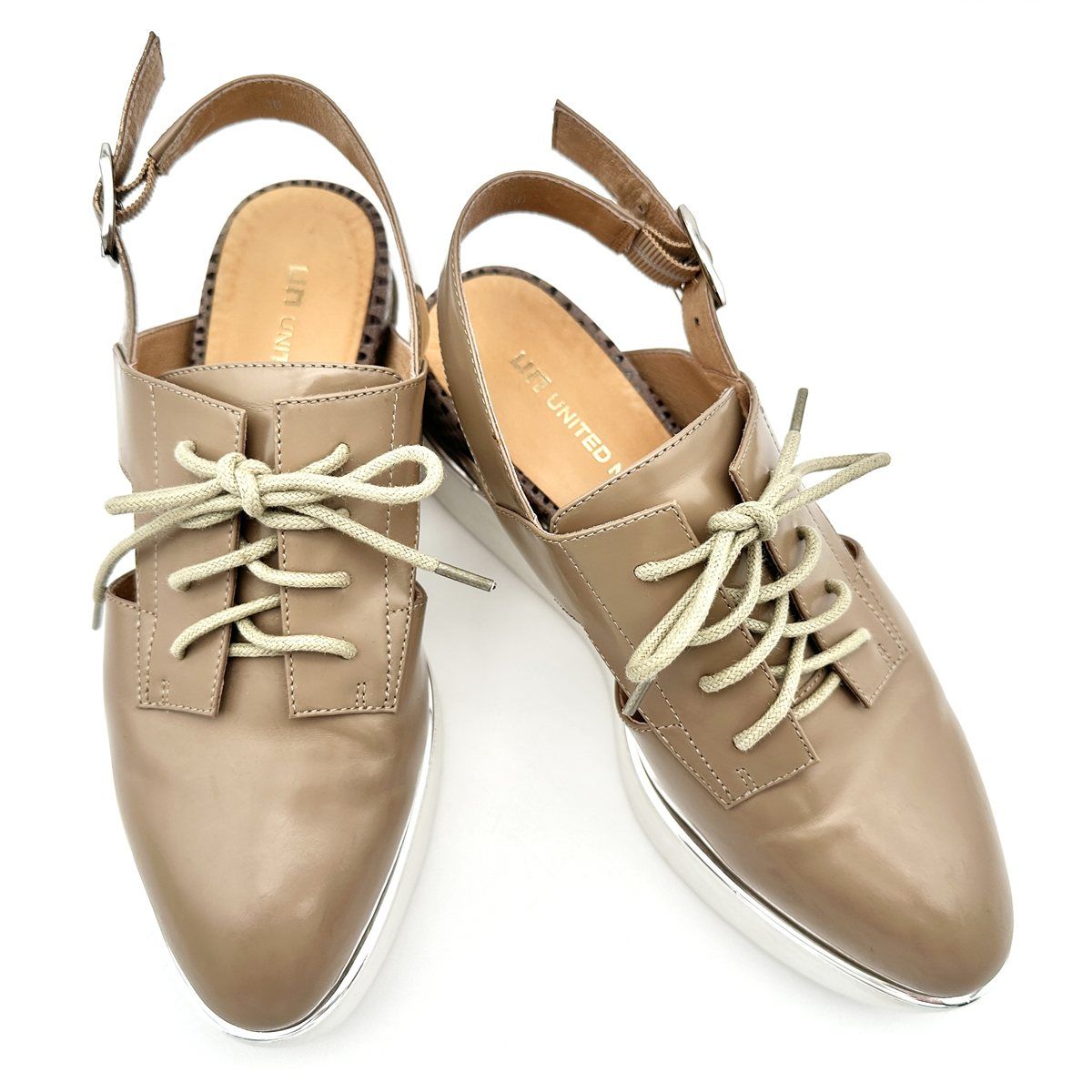 UNITED NUDE ミュール 厚底スニーカー 本革 バックストラップ ポインテッドトゥ ライトブラウン 2255T