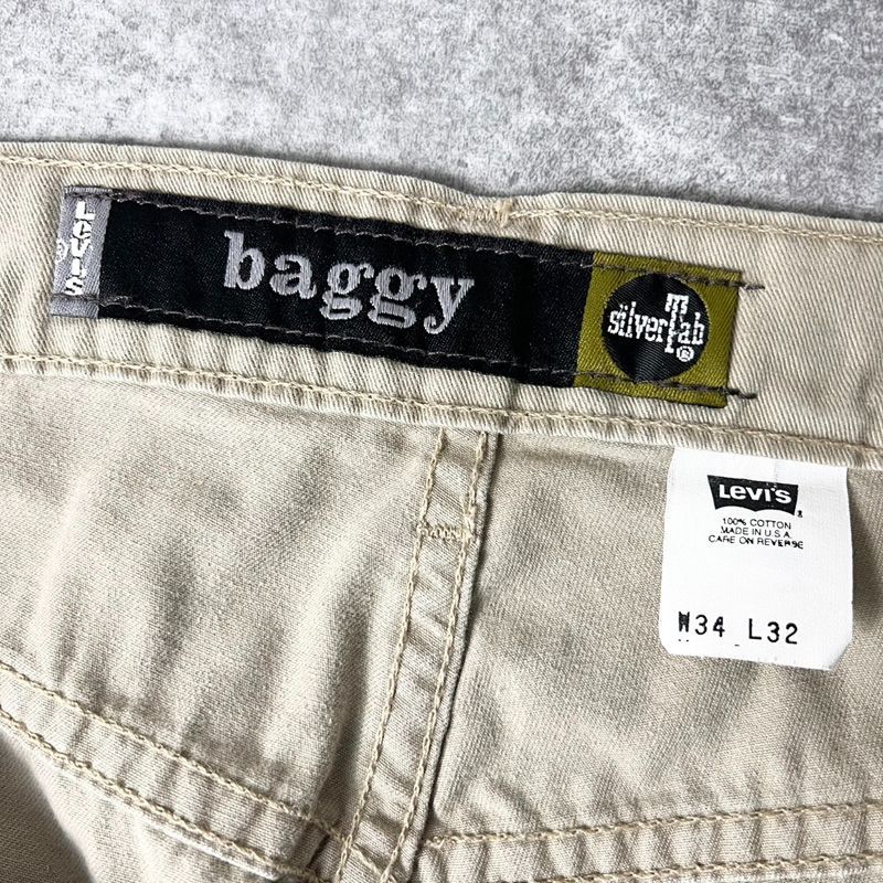 90s USA製 Levis シルバータブ baggy カラー デニム パンツ 34