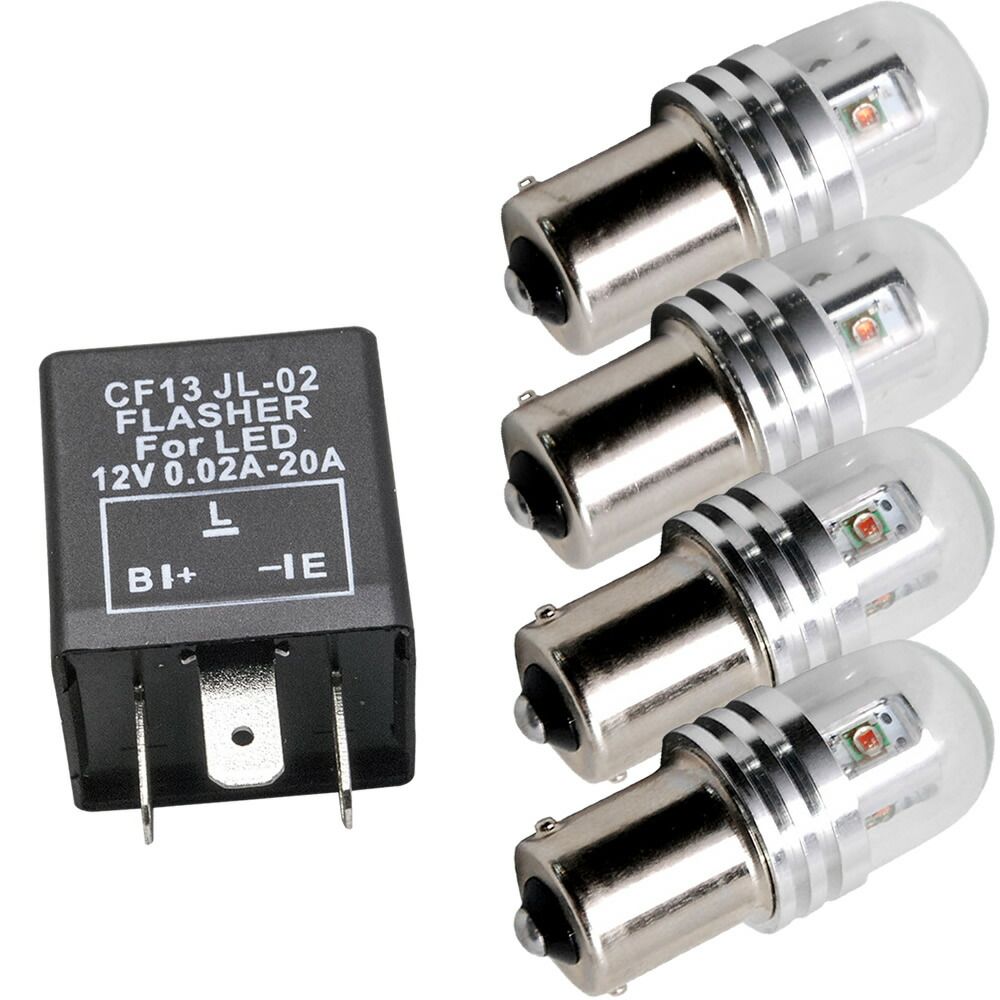 鬼爆閃光 プレオネスタ RA1/2 [H11.6～H15.12] LEDウインカー球前後セットF+3ピンハイフラ防止ICウインカーリレー