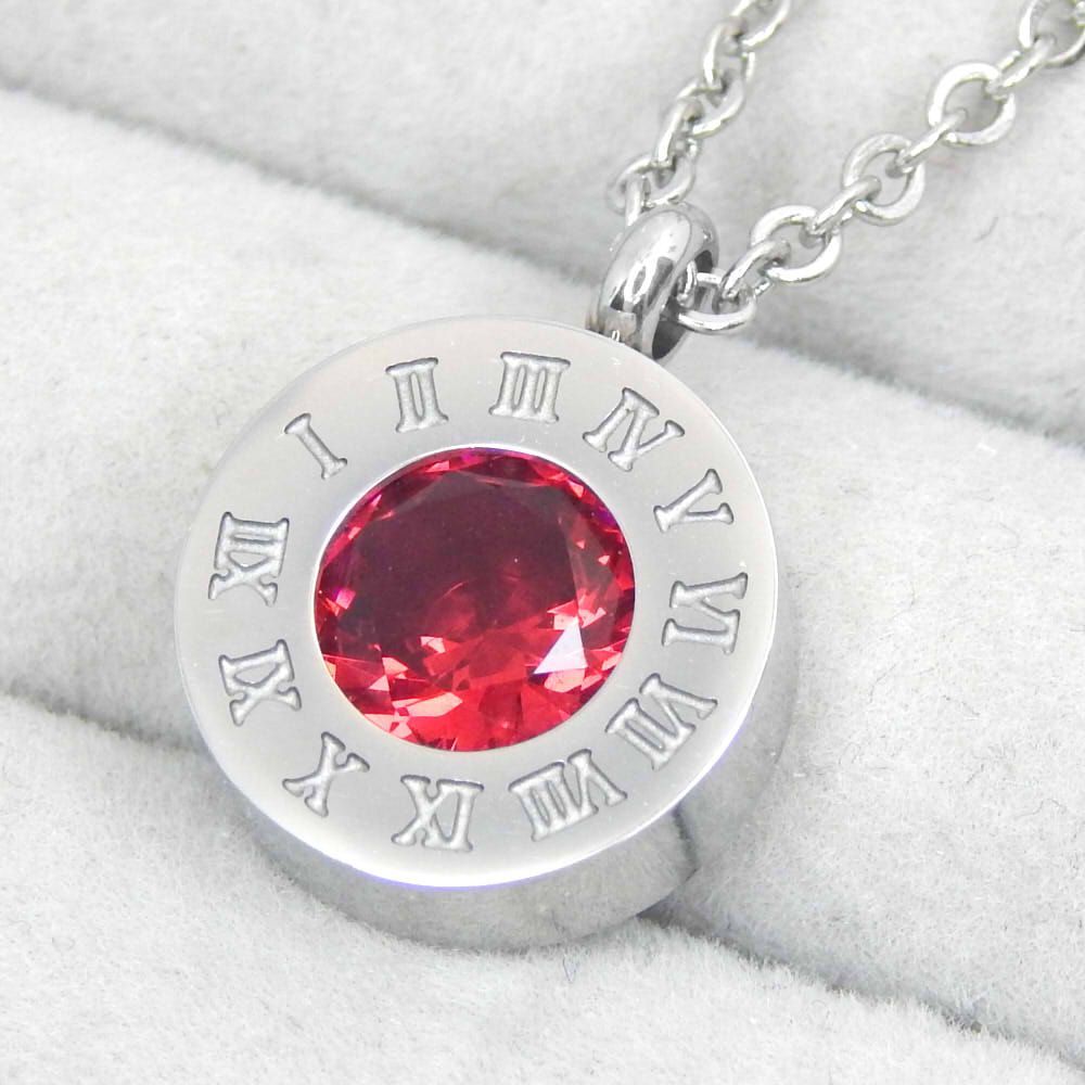 誕生石 ローマ数字 刻印 CZ ダイヤモンド ネックレス ステンレス 誕生石 ローマ数字 刻印 CZ ダイヤモンド ネックレス ステンレス