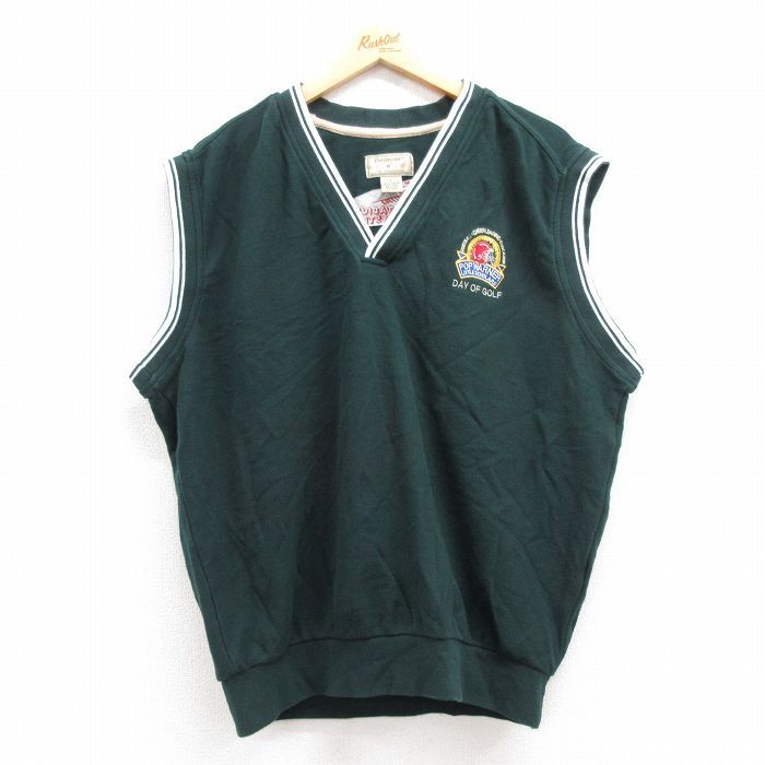 XL/古着 ノースリーブ スウェット メンズ 00s POP WARNER ゴルフ コットン Vネック 緑他 グリーン 23sep18 中古 スエット トレーナー トッ