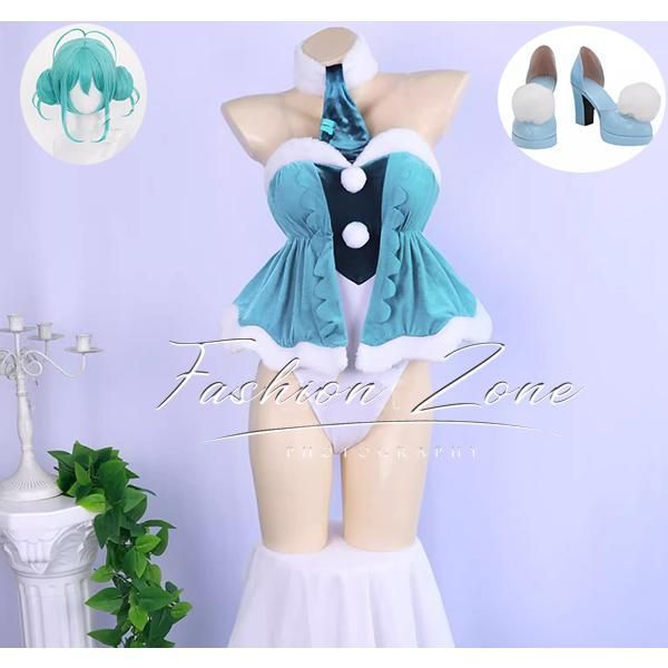 初音ミク白バニーコスプレ衣装＋ウィッグ＋靴