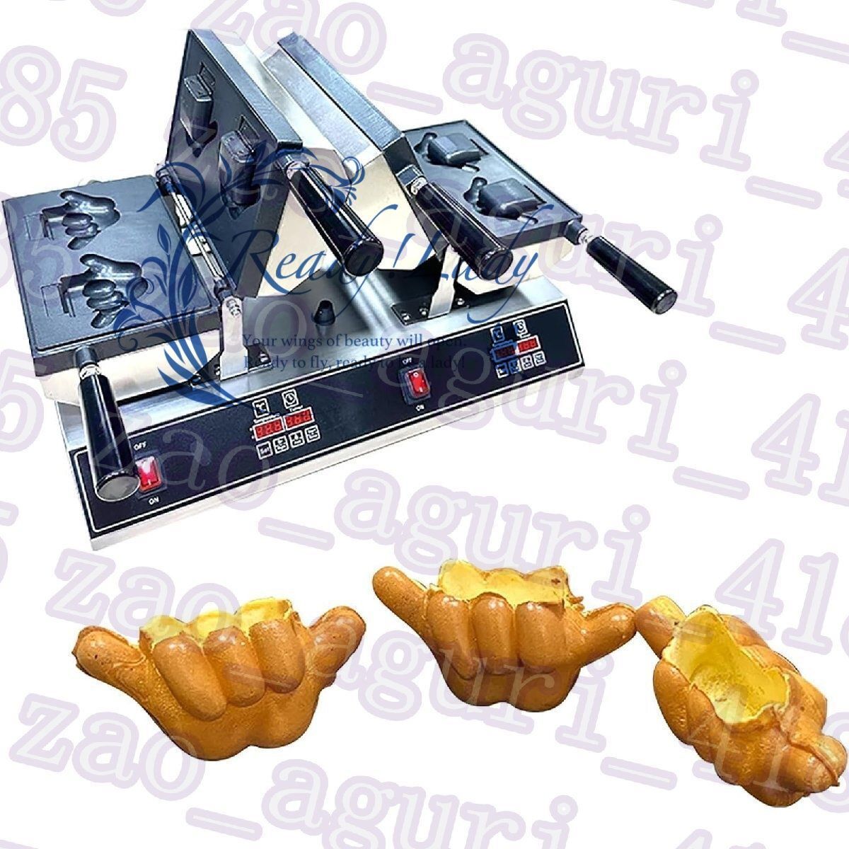 電気たい焼き機 3200Wアイスクリームたい焼き機 両面ノンスティックテフロンベーキングパン付き 30-250°Cの温度調節