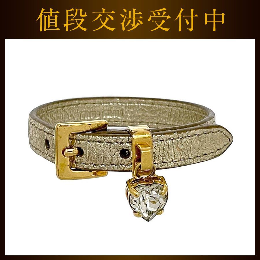 ミュウミュウ ブレスレット ゴールド 美品 ハート ストーン