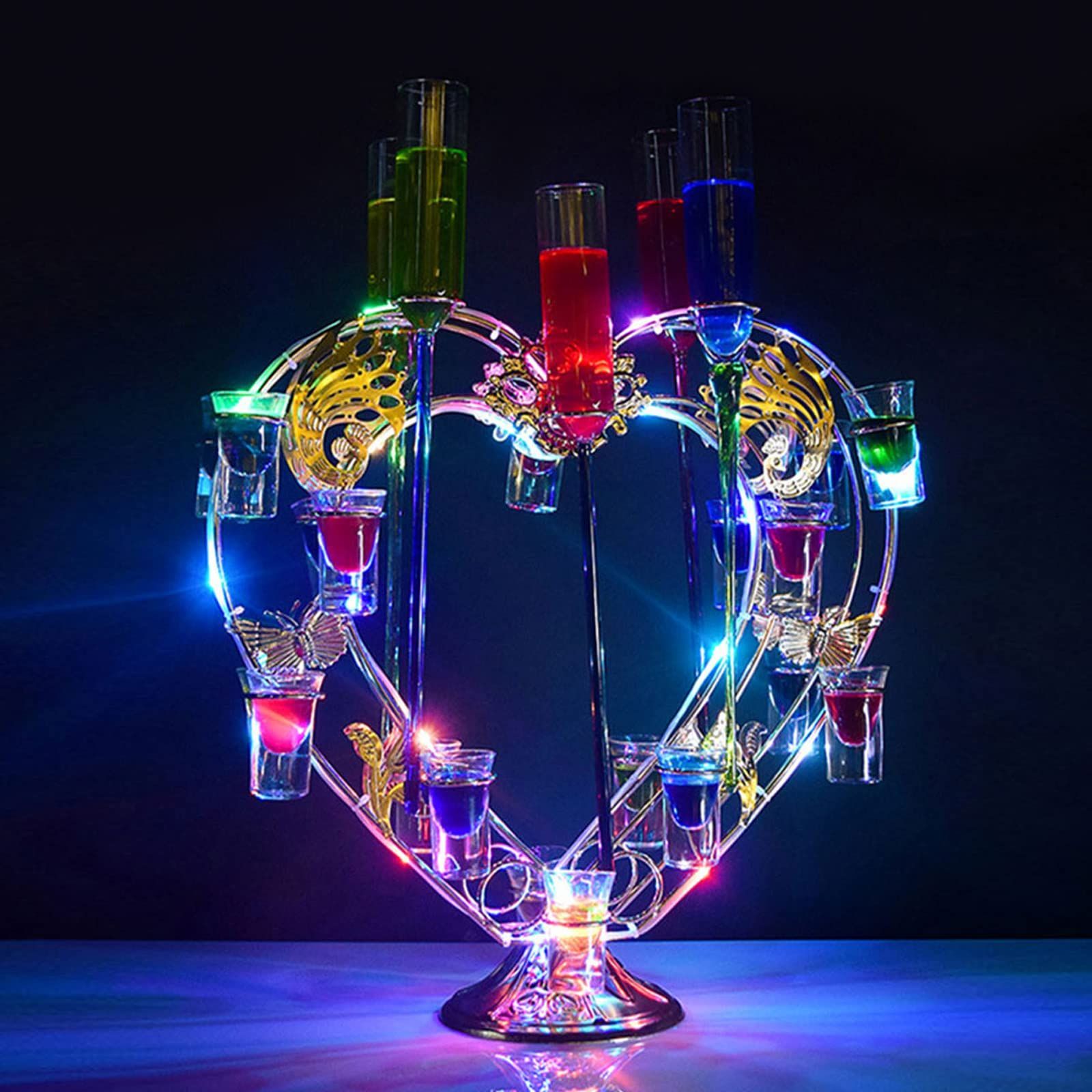 人気商品 バー 24カップ ホテル LED酒棚の表示棚 LED酒グラス LED酒ボトルの表示棚 収納ラック 金属 KTVナイトクラブに最適 ハート型 パーティー パーティーの装飾品 ホテルの装飾品 テキーラ観覧車 テキーラ クリスマスの雰囲気 ワイングラス別