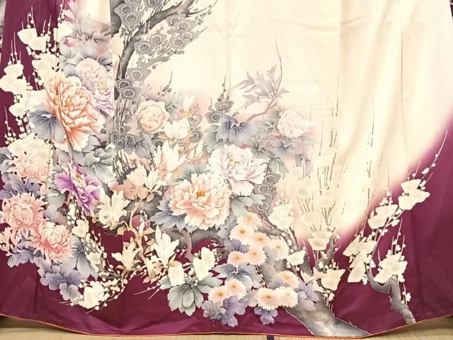平和屋着物□豪華振袖 駒刺繍 枝梅文 暈し染め 金彩 正絹 逸品