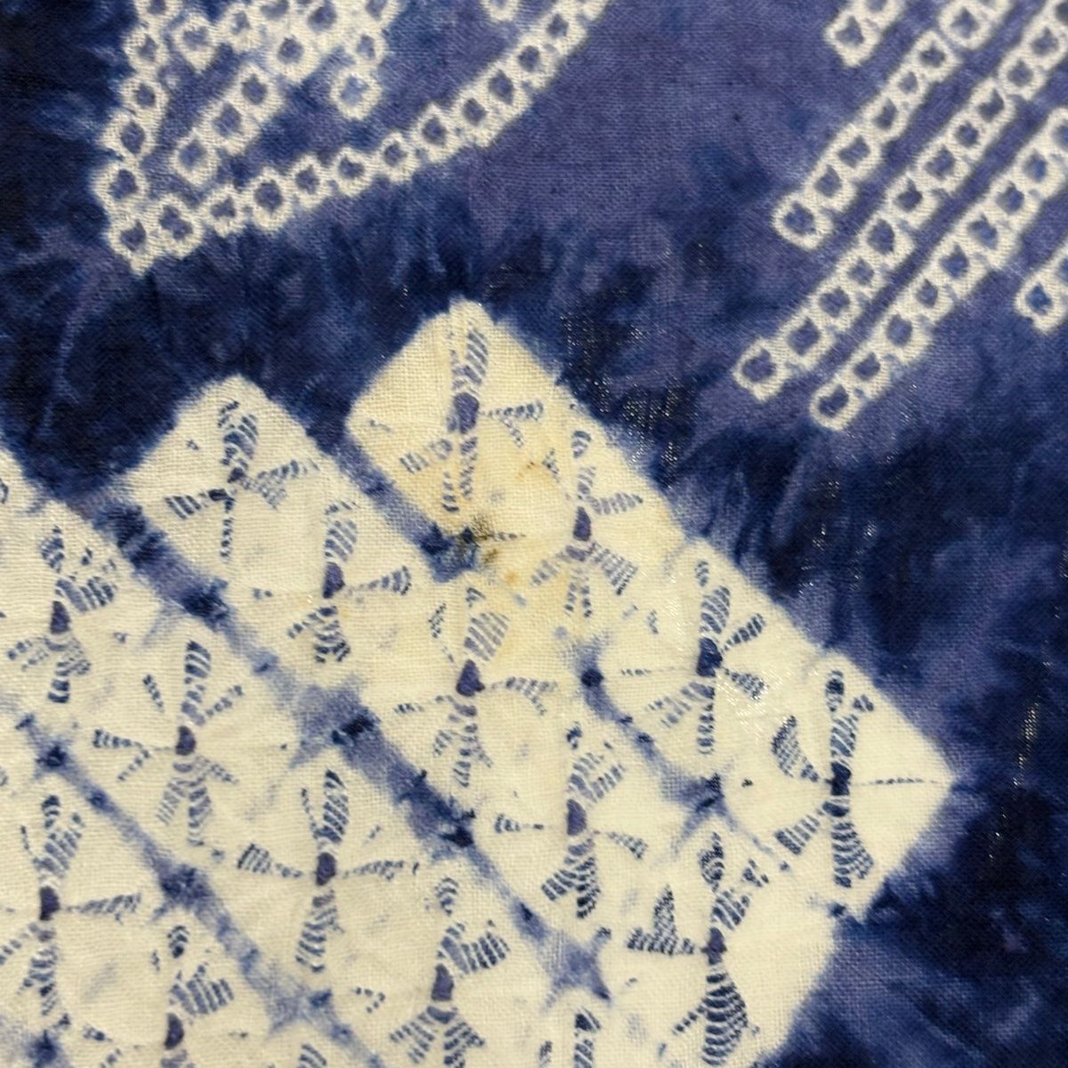 浴衣 身丈154cm 裄丈62cm S 絞り浴衣 草花 青紫 綿 名品 【中古  