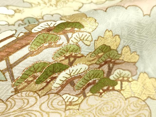 平和屋本店□極上 皇室献上作家 藤井寛 訪問着 駒刺繍 雲取り御所解花
